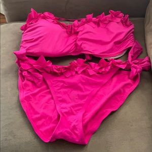Kenneth Cole Swim Ruffle bandeau and tie bottom